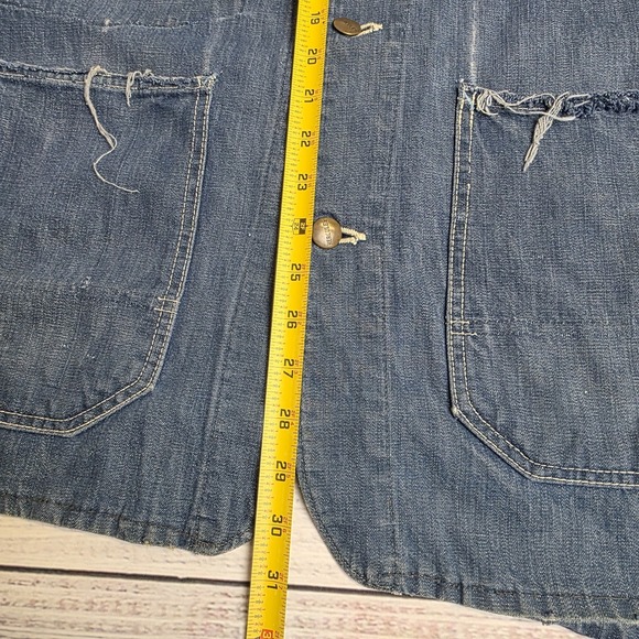 Hercules Vintage Union Made Denim Chore Coat Unlined Workwear Mens Large Thrash - Picture 7 of 12